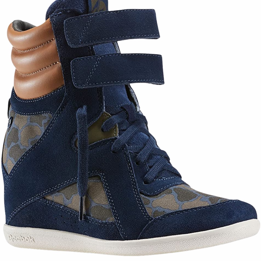 RARE Reebok Alicia Keys wedge sneakers navy camo 8